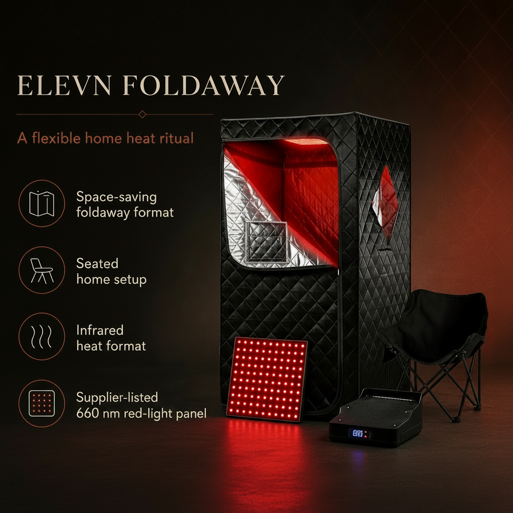 Elevn Cocoon infrared sauna set benefits graphic