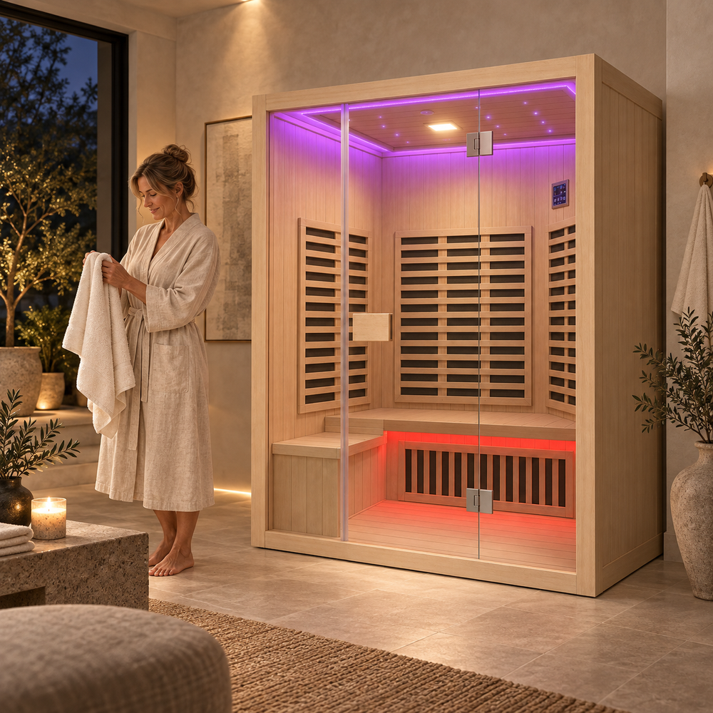 Sanctuary sauna in a warm home wellness room