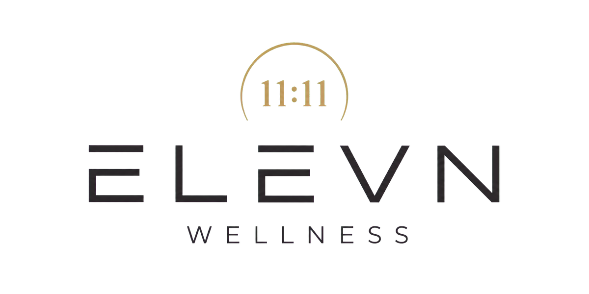 ELEVN Wellness logo in charcoal and bronze