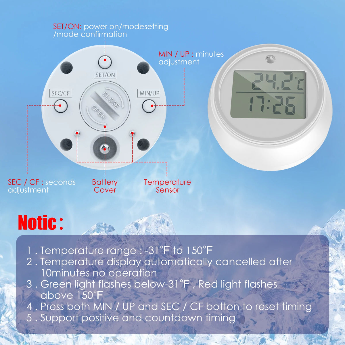 Elevn Measure digital floating ice bath thermometer and timer supplier product detail 2