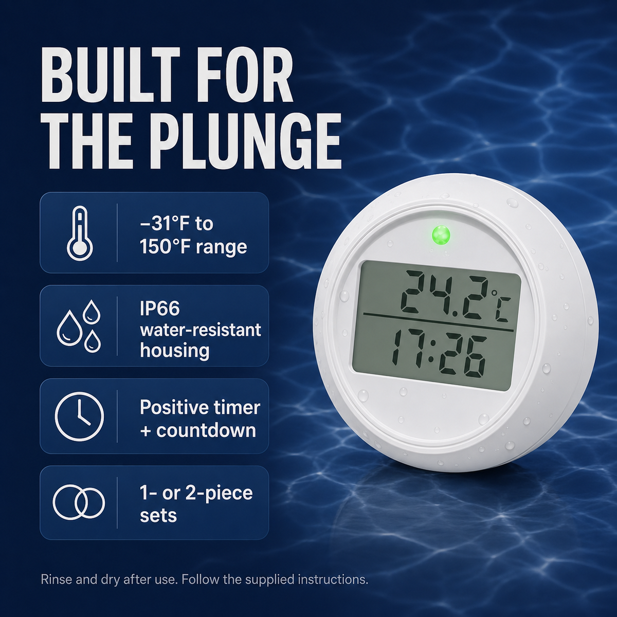 Elevn Measure thermometer range and water resistance features