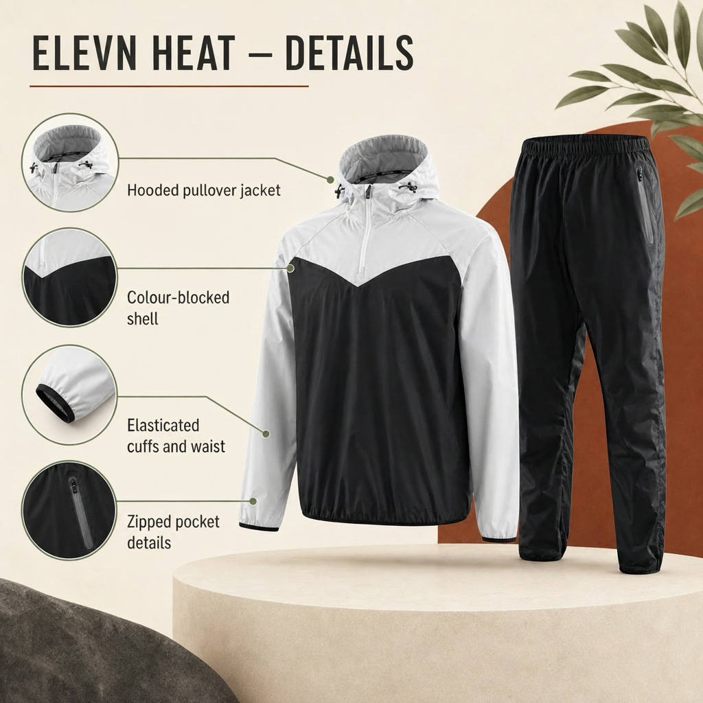 Elevn Thermal unisex training suit feature callout graphic