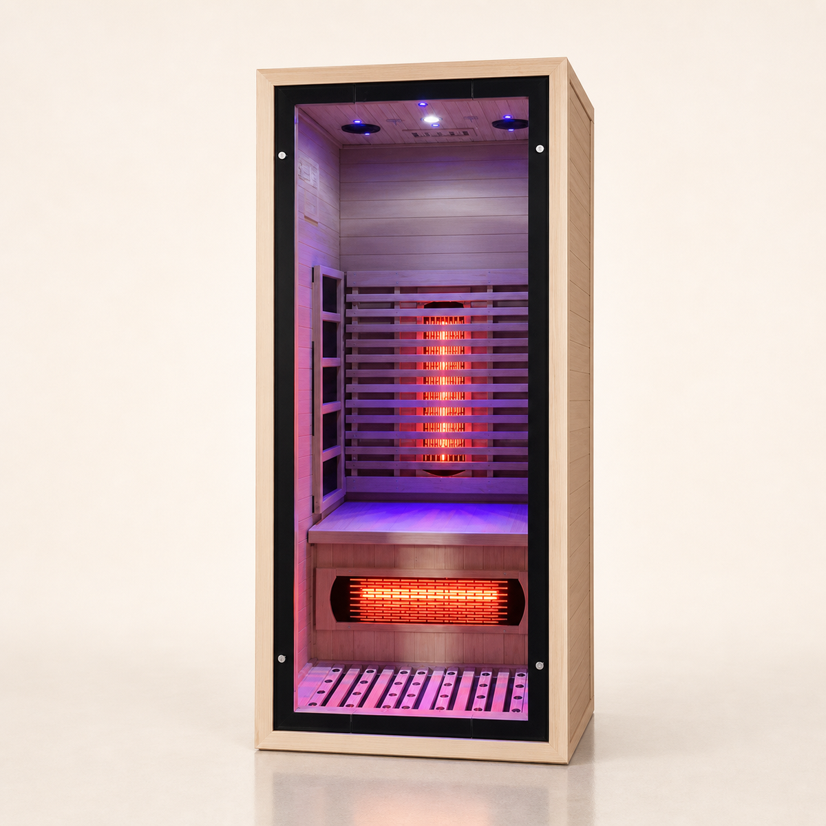Elevn Solace one-person full-spectrum infrared sauna clean studio view