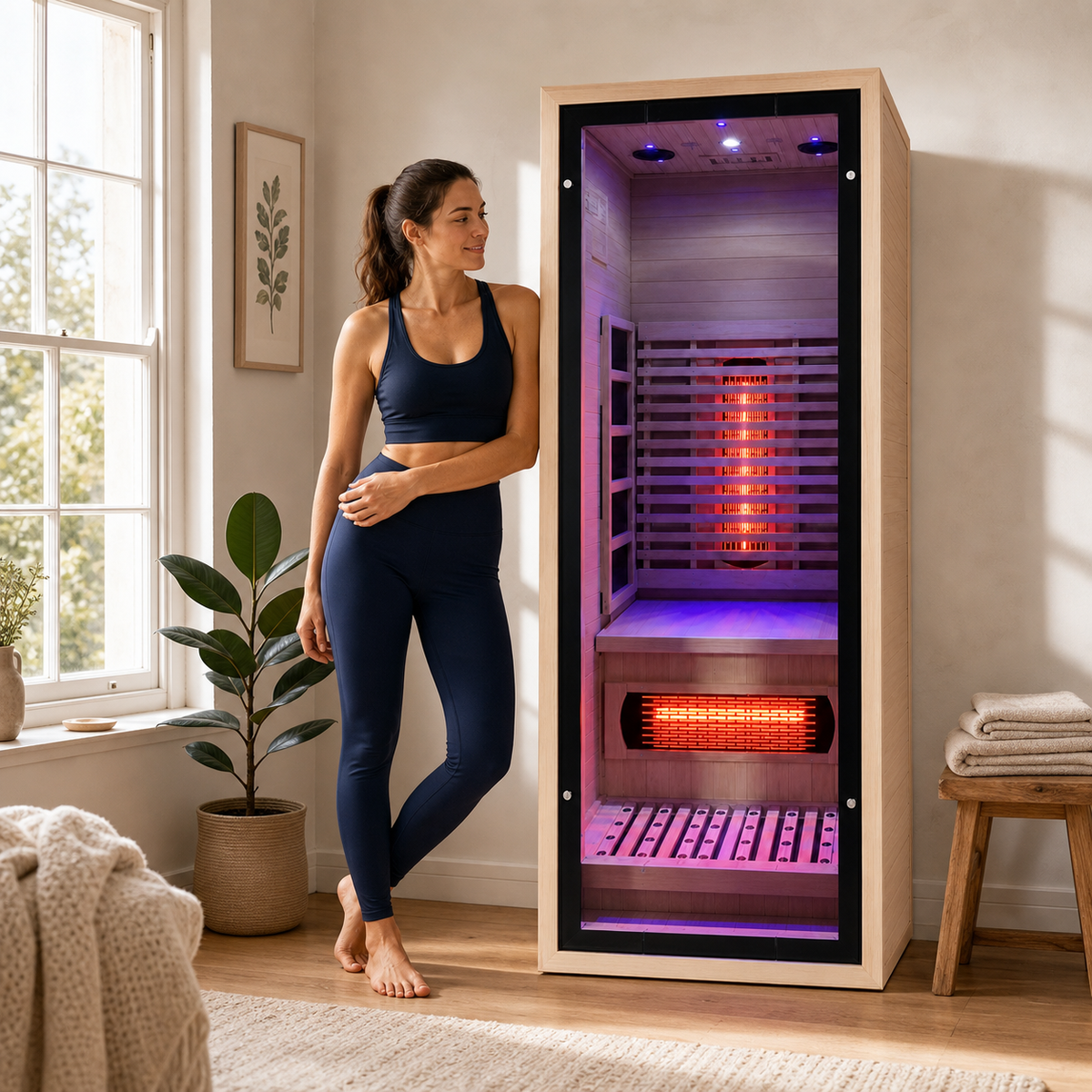 Elevn Solace infrared sauna in a calm British home wellness space