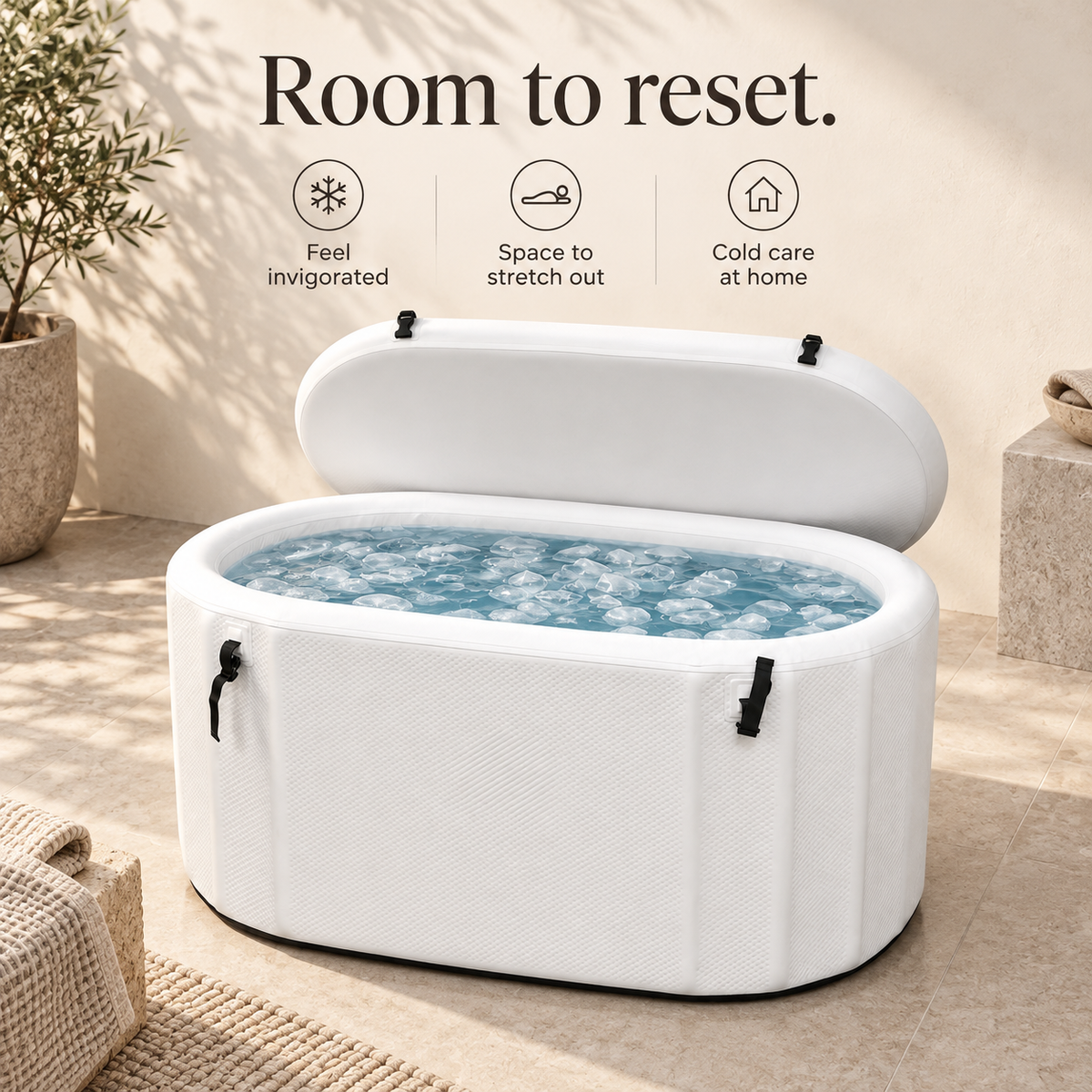 Aether ice bath with invigorating cold-water and spacious plunge benefits.