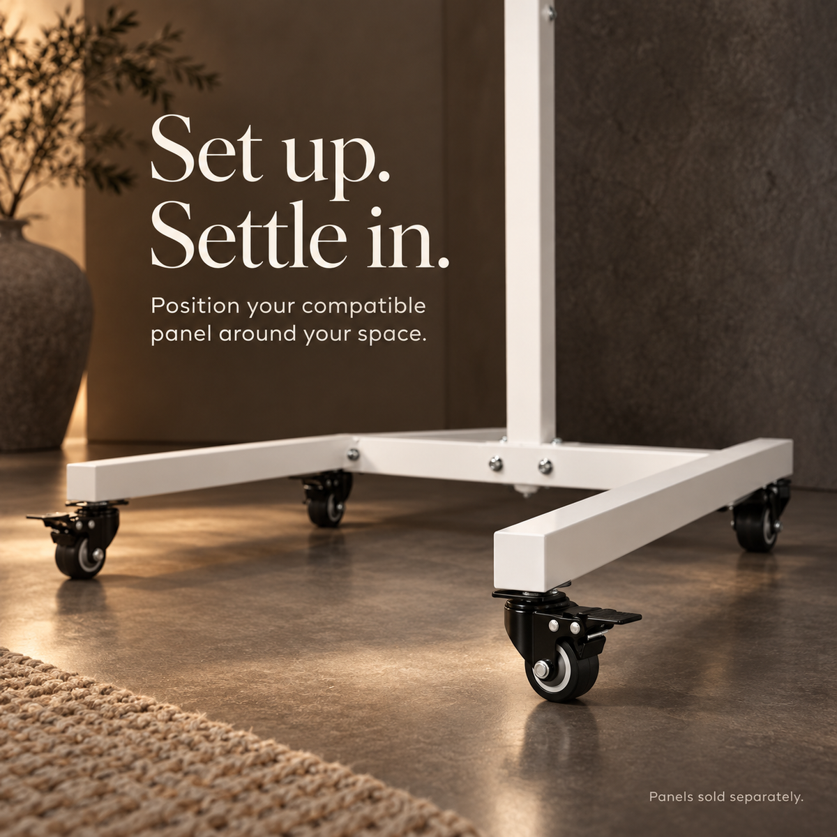 Luma horizontal stand base and castor detail