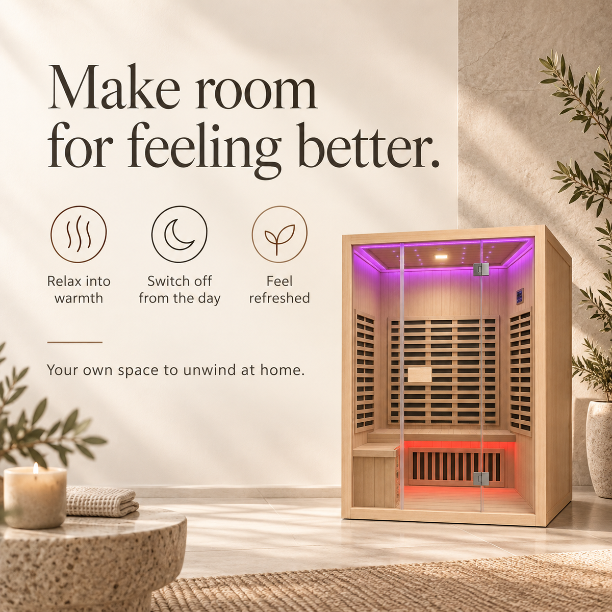 Sanctuary relaxation and refreshing warmth benefits