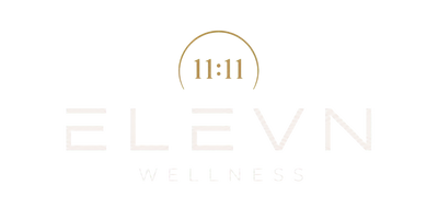 ELEVN Wellness logo in warm ivory and bronze